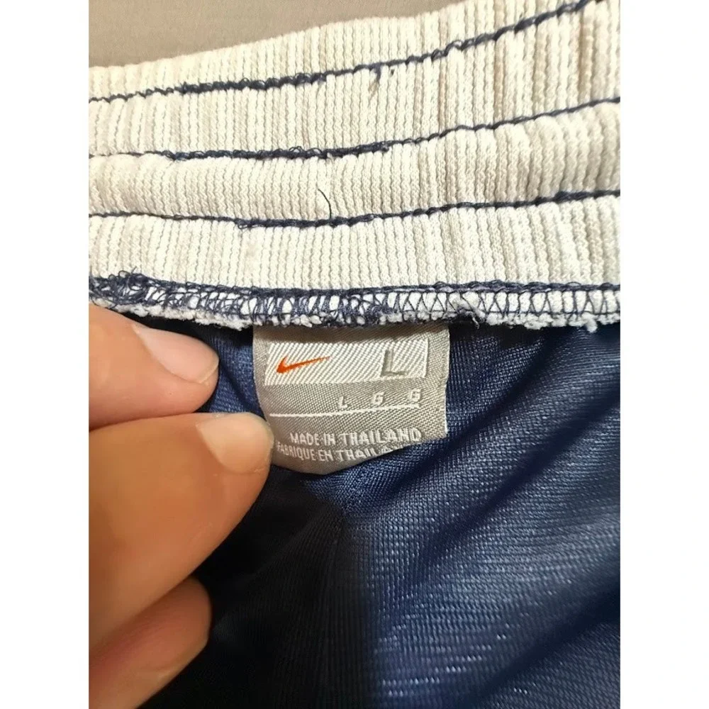 Nike Basketball Shorts Navy Blue White Embroidered Logo Athletic Gym Mens L 34X9